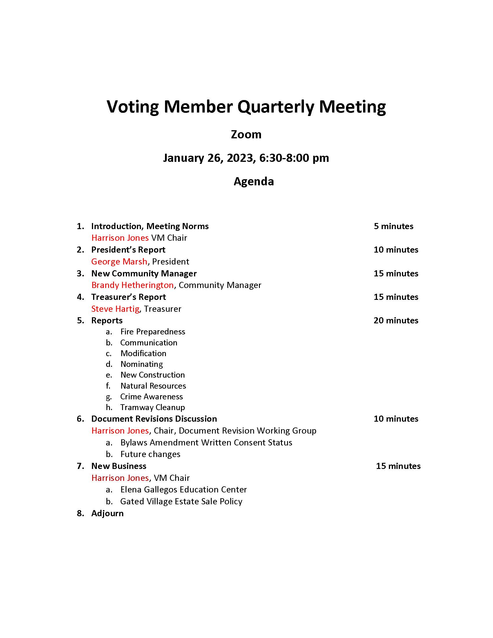 Vm Quarterly Meeting Agenda Jan 2023 Page 1